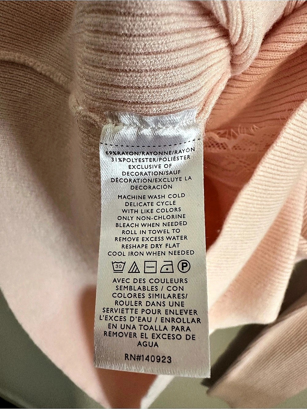 LOFT Lace Trim V-Neck Pink Ribbed Cardigan - Picture 5 of 5